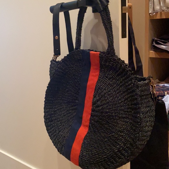 Clare V navy Raffia straw bag. - Picture 1 of 7